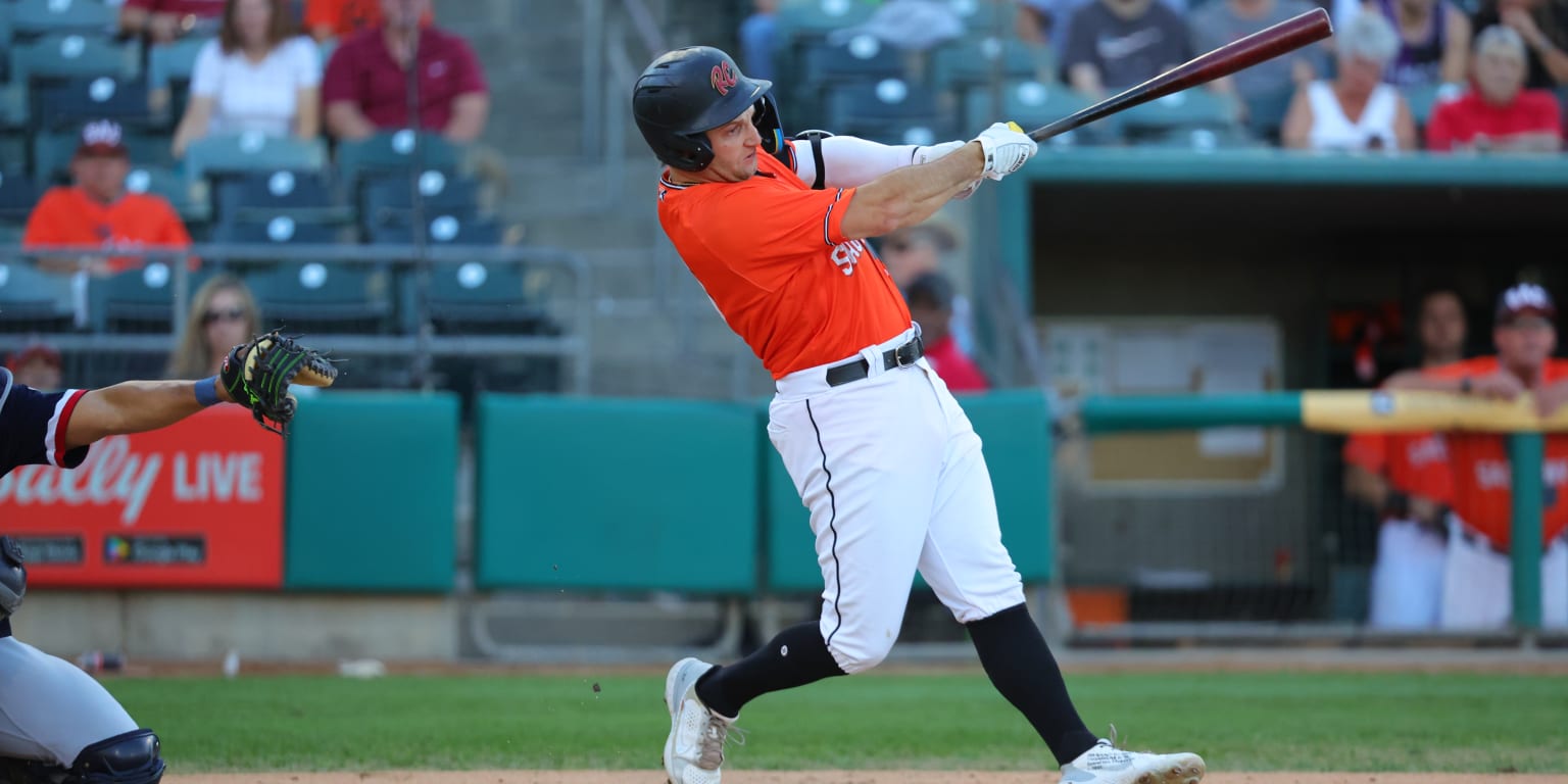 Trey Cabbage (20) of the Salt Lake Bees at bat against the Sacramento River  Cats at