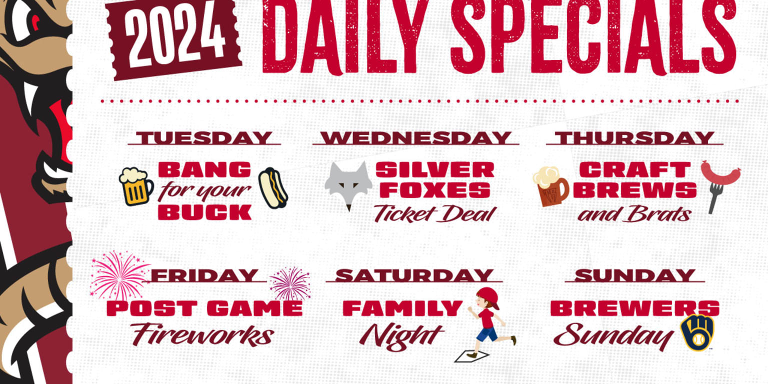 2024 Wisconsin Daily Specials Timber Rattlers