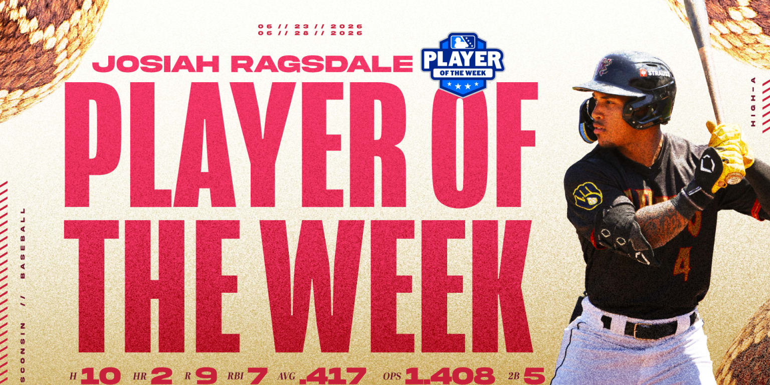 Josiah Ragsdale Wins Midwest League Player of the Week Award 06 29 26