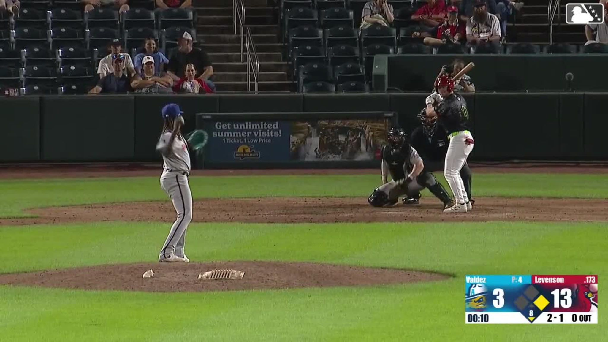 Zach Levenson homers (4) on a fly ball to left center field. Ryan