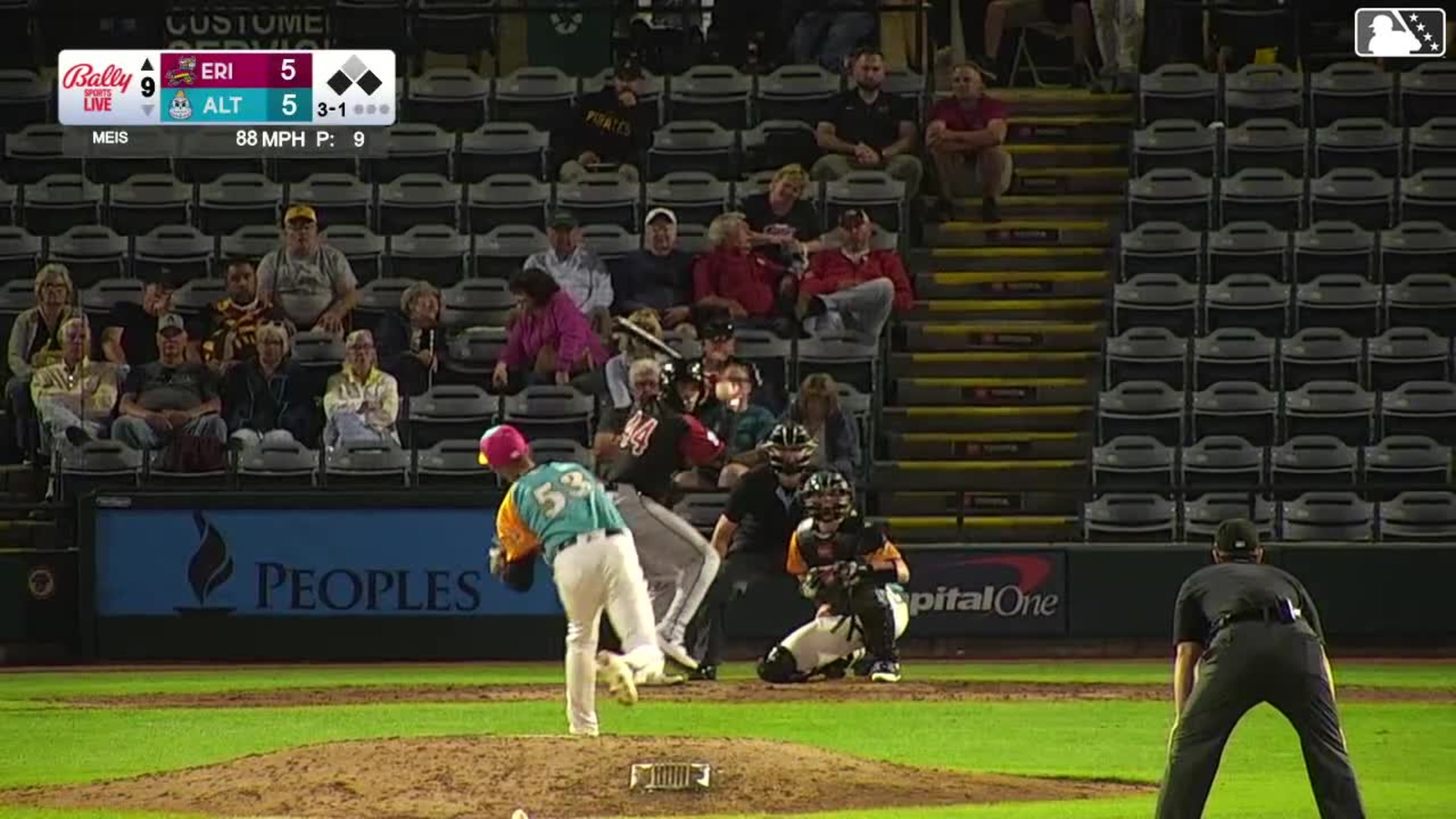 Thayron Liranzo out on a sacrifice fly to left fielder Titus