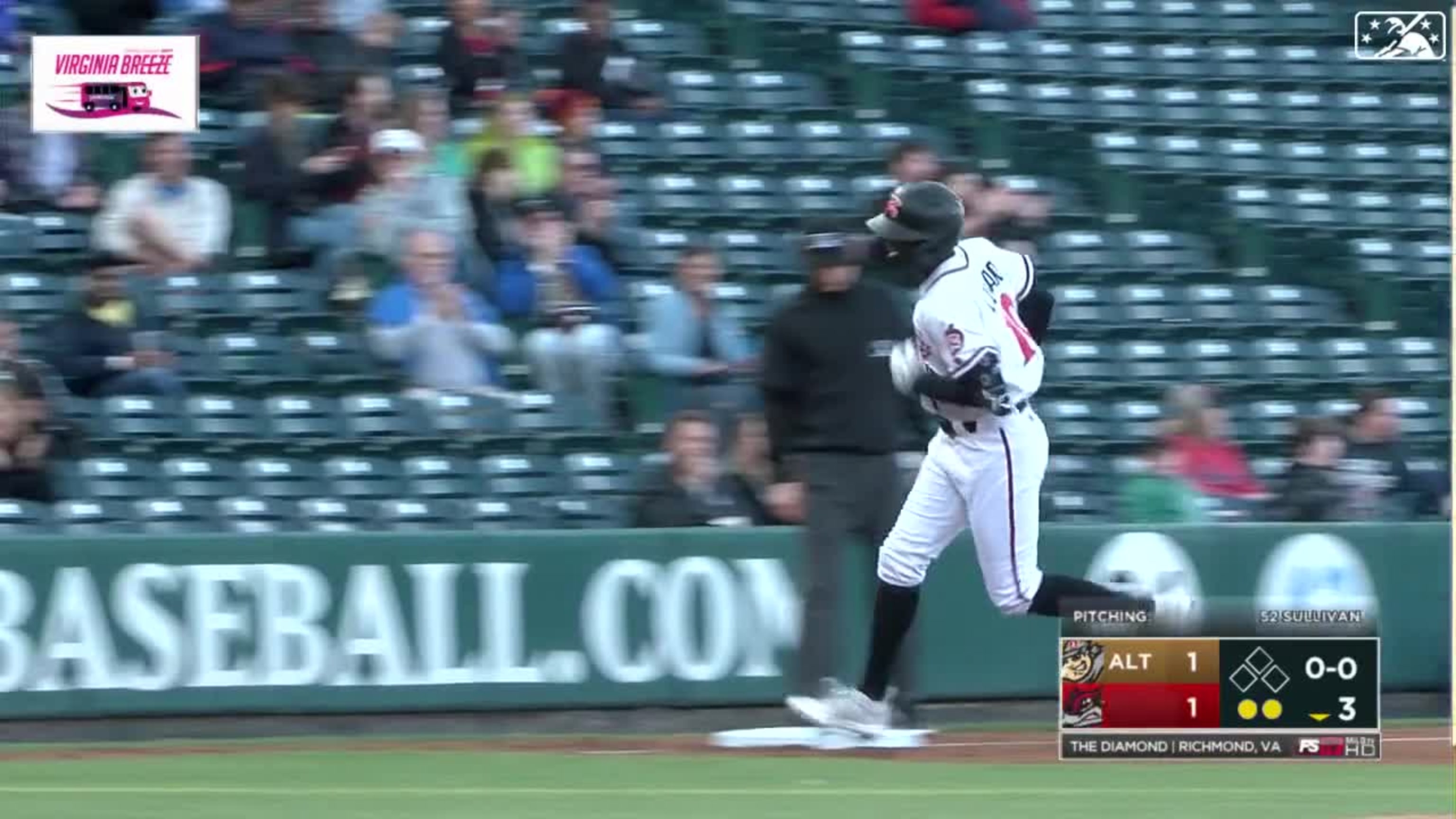 Richmond Flying Squirrels Marco Luciano (10) high fives teammates