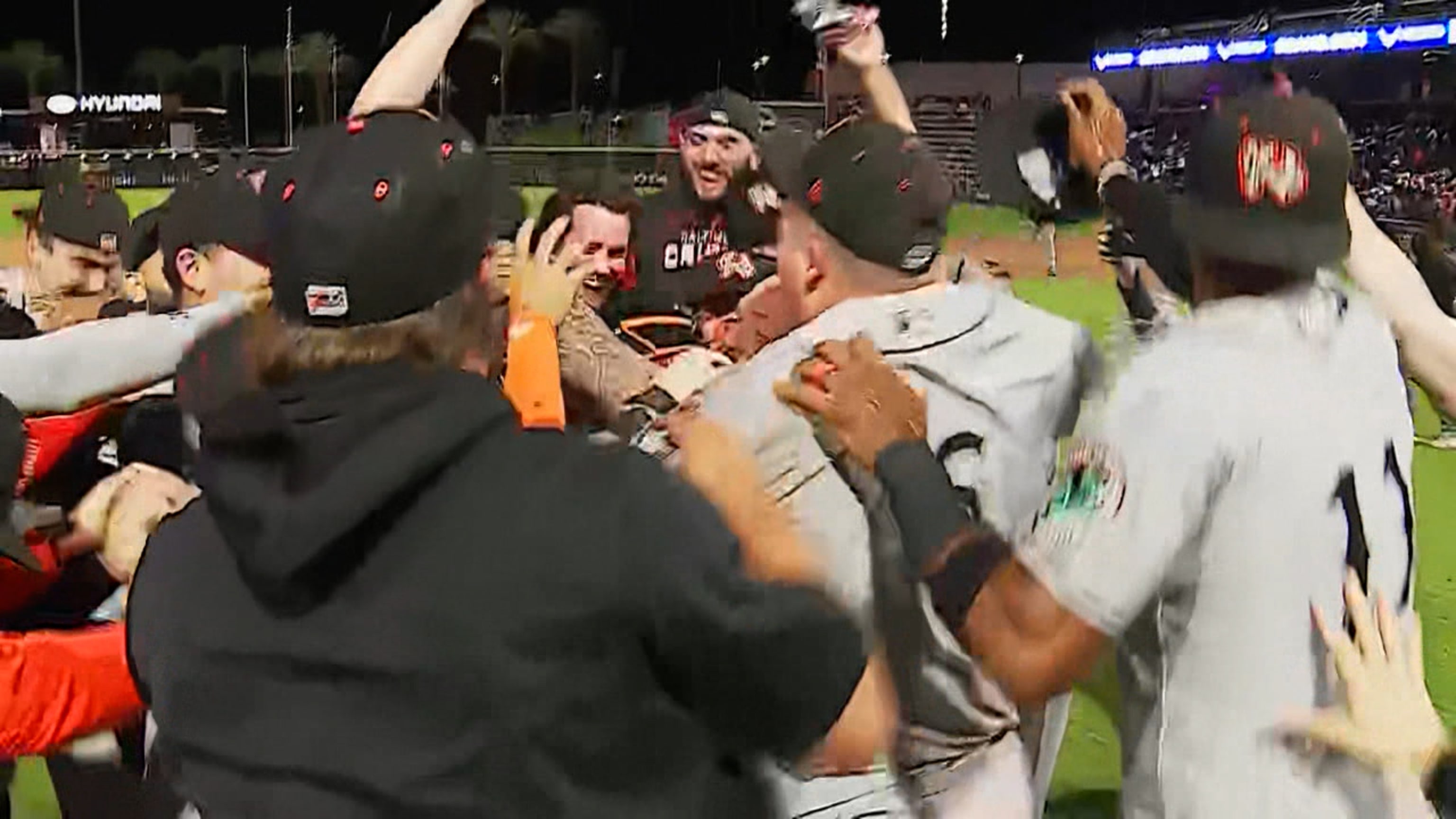 Norfolk Tides celebrating their wins with the fans