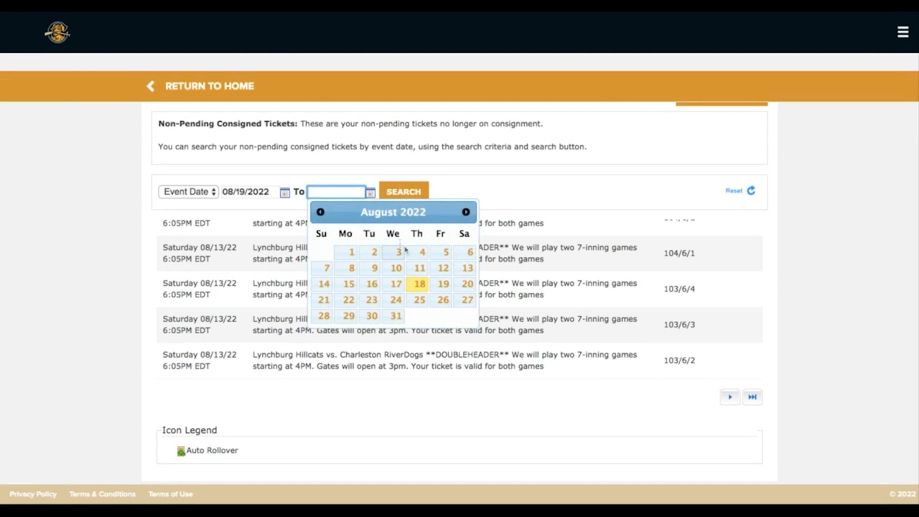 History of Consigned Tickets