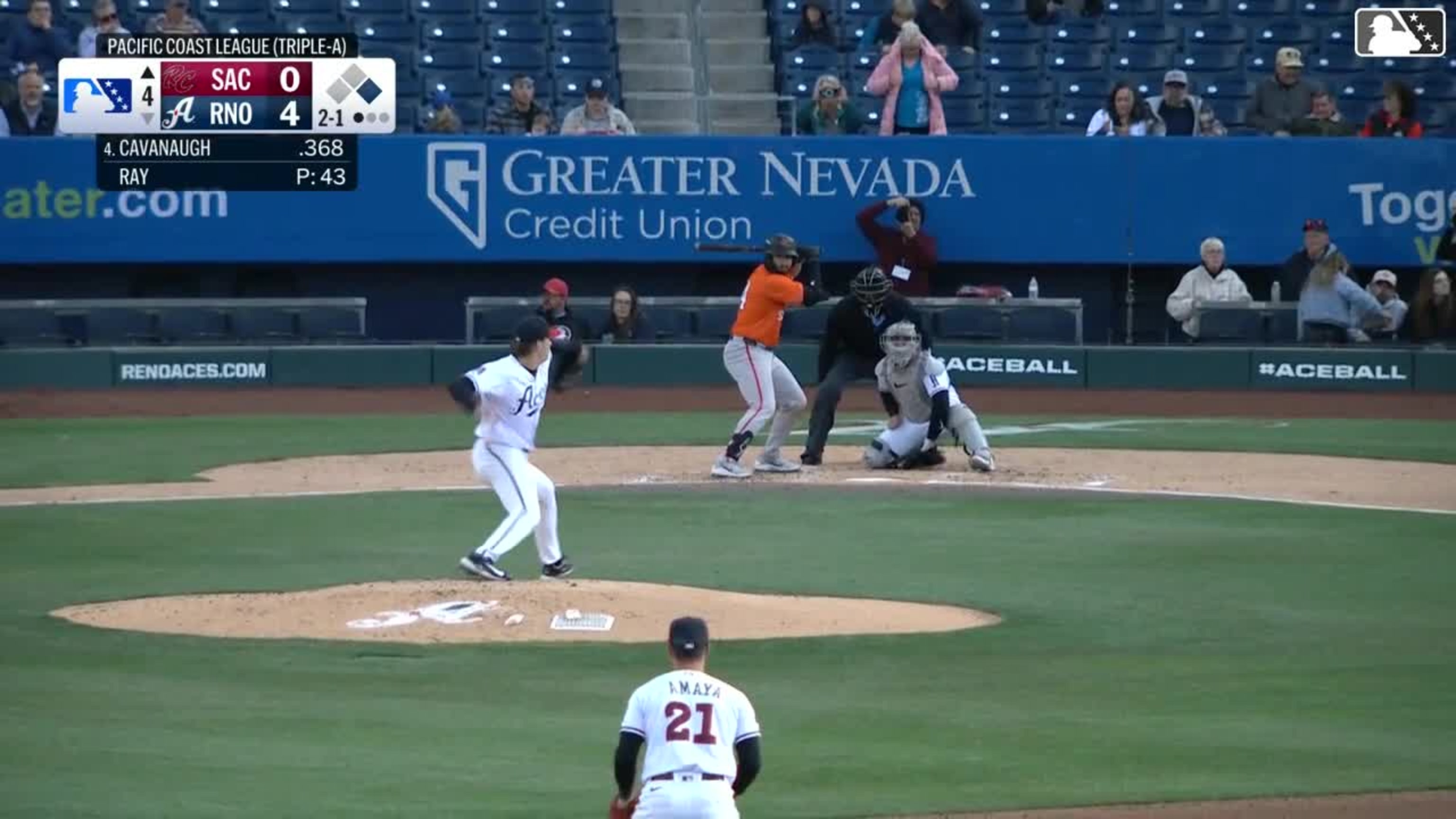 Drew Cavanaugh homers (3) on a fly ball to center field. Buddy 