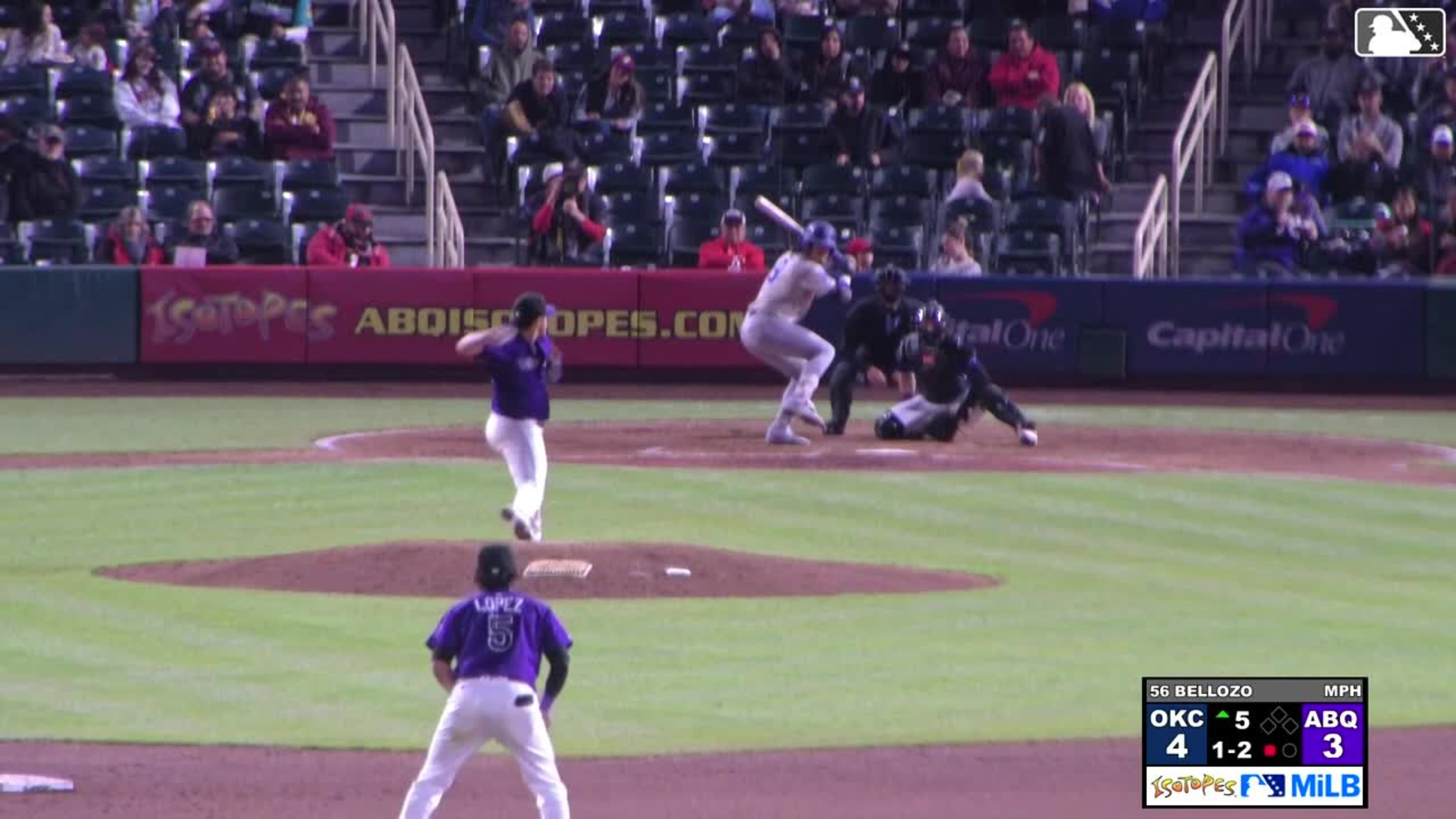 Ryan Fitzgerald triples (3) on a line drive to left fielder Zac