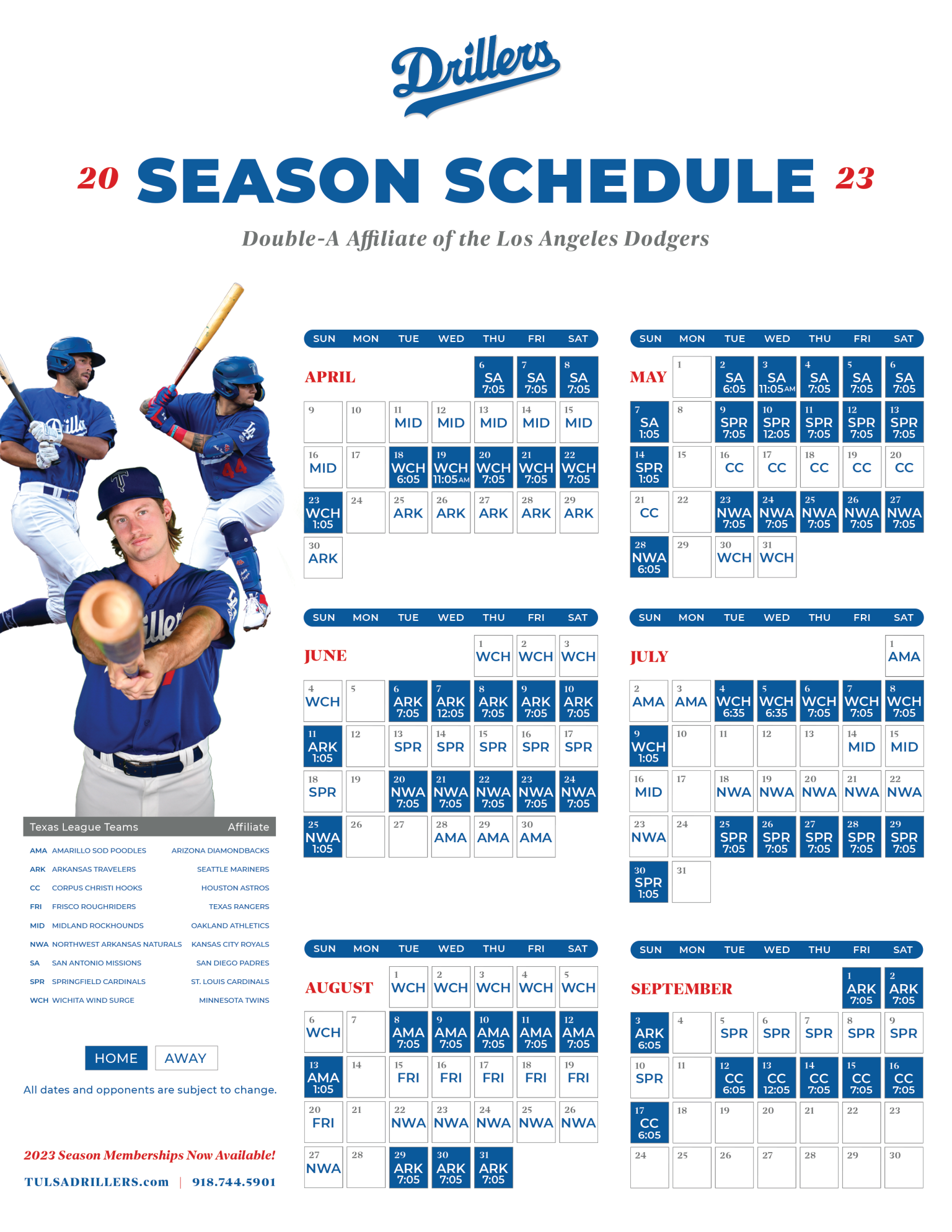 Tulsa Drillers Season Schedule Drillers