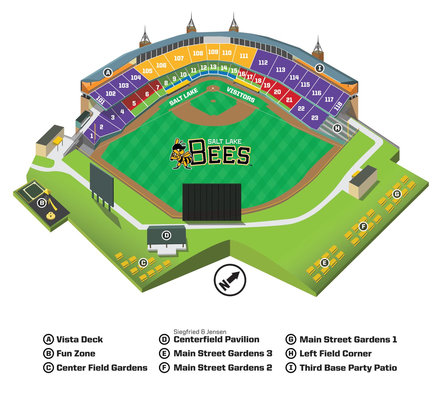 Salt Lake Bees Smith's Ballpark Seating Chart Bees
