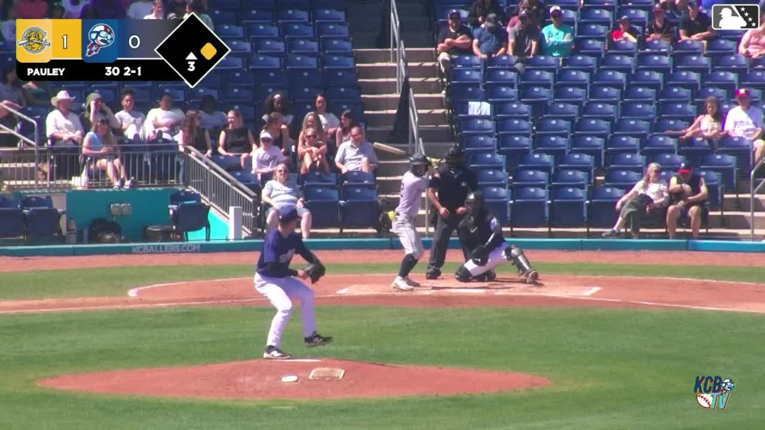 Derek Datil homers (1) on a fly ball to right field. Yirer Garcia ...