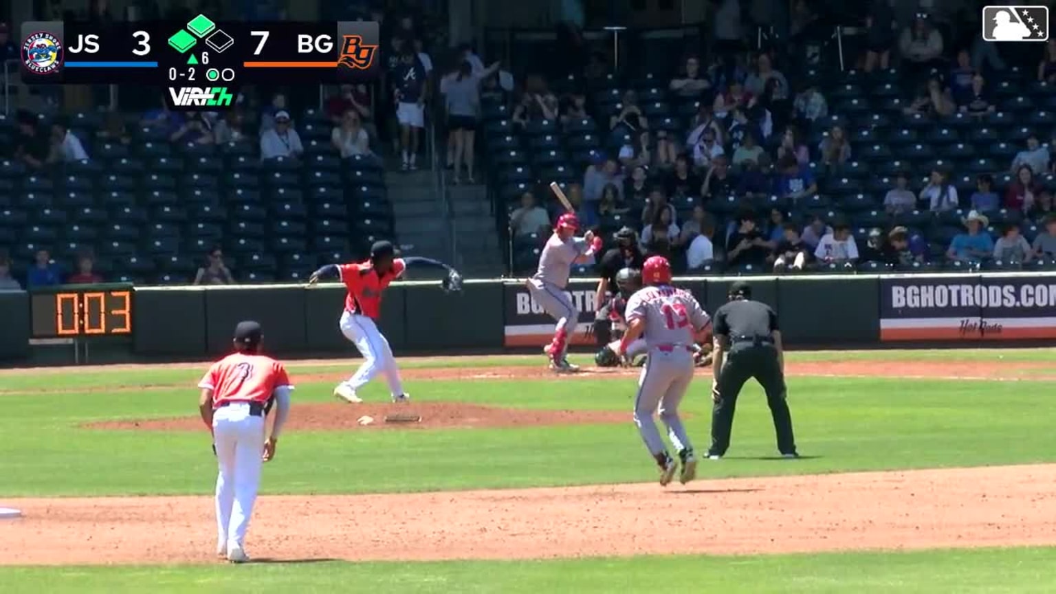 Carter Mathison out on a sacrifice fly to right fielder Angel Mateo ...