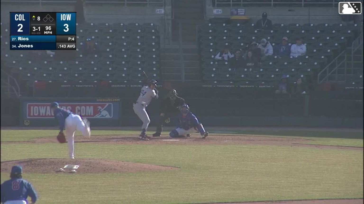 Yacksel Ríos In play, run(s) to Nolan Jones | 03/28/2026 | MiLB.com