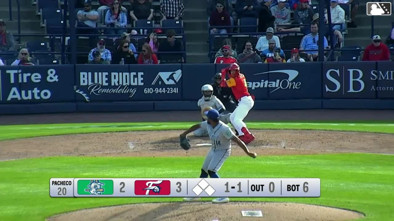Bryan Rincon triples (1) on a fly ball to center fielder GJ Hill. | 04 ...