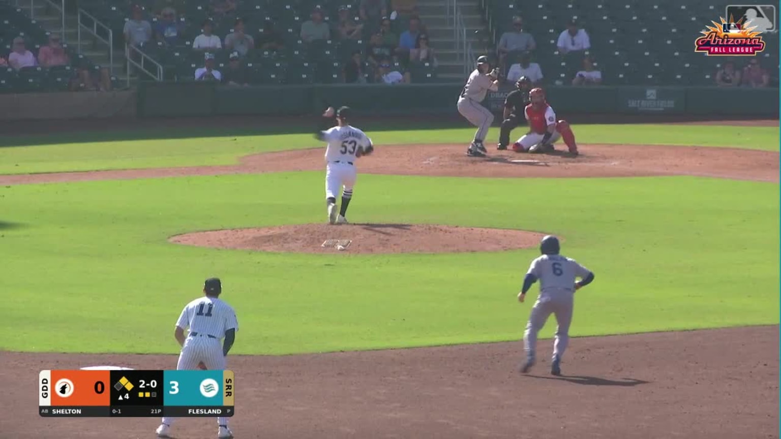 Colby Shelton singles on a ground ball to center fielder Yasser ...