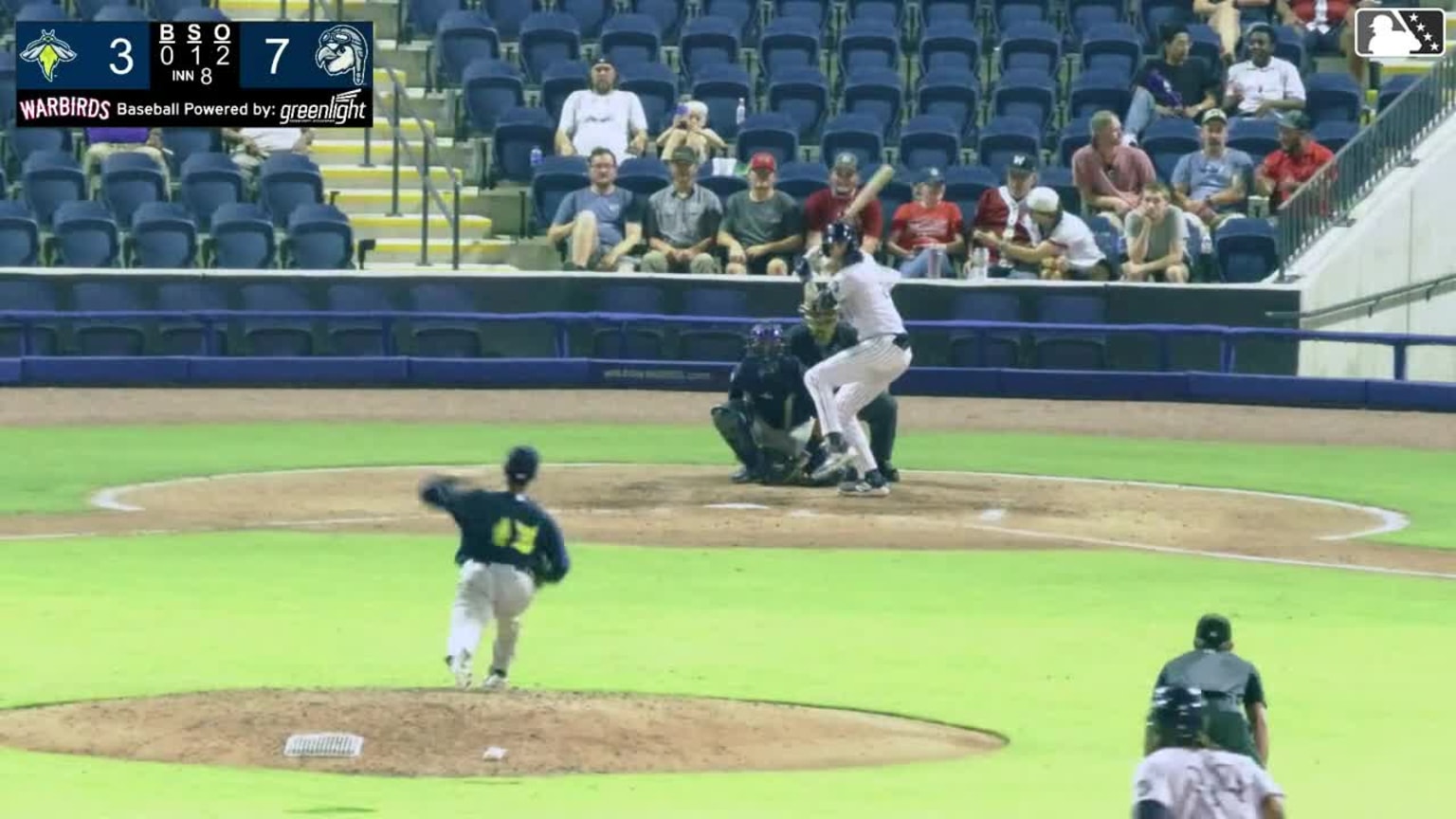 Kyle Jones singles on a line drive to center fielder Sean Gamble. Carsten Sabathia III scores. Kevin Garcia to 3rd. Kyle Jones to 2nd.