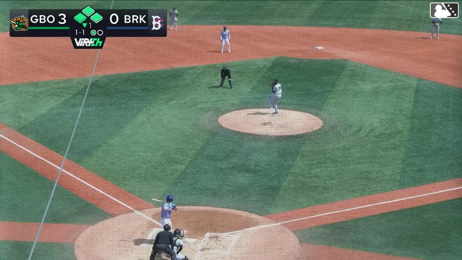 John Bay singles on a soft ground ball to pitcher Carlson Reed. Ronald ...