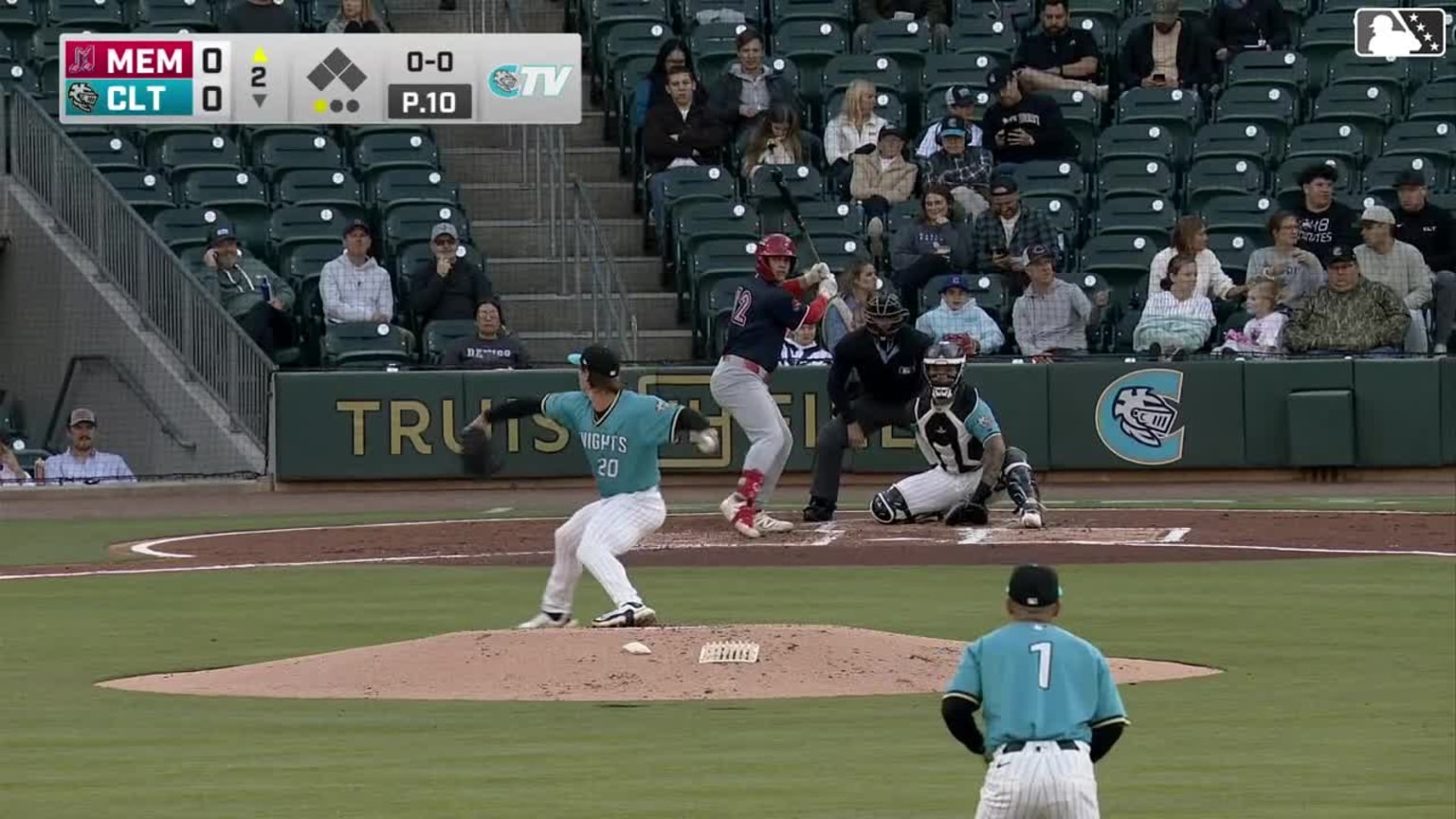 Colton Ledbetter triples (1) on a sharp line drive to center fielder ...