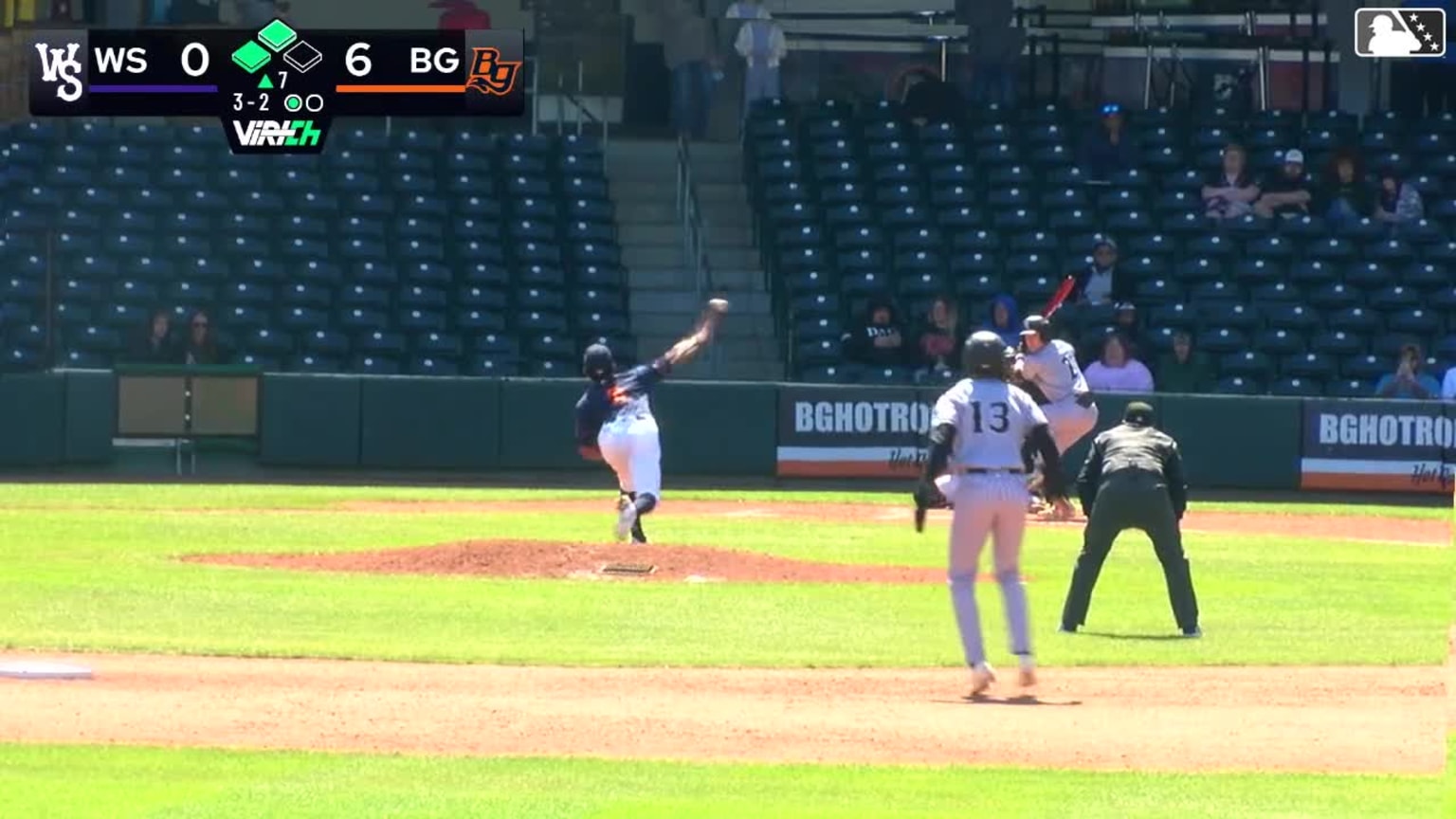 Kyle Lodise doubles (1) on a sharp line drive to left fielder Connor ...