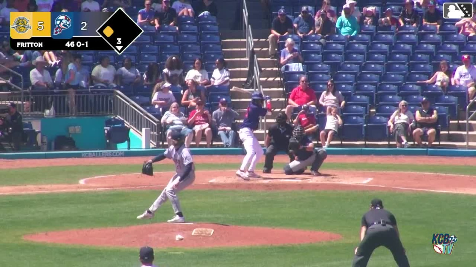 Abraham Nunez singles on a soft ground ball to pitcher Dominic Fritton ...