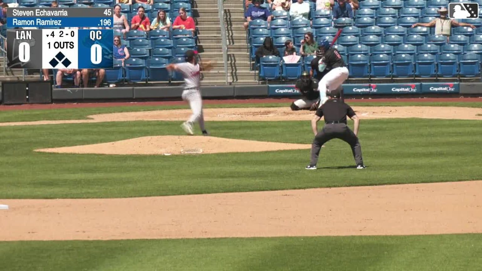 Ramon Ramirez doubles (3) on a sharp line drive to center fielder ...