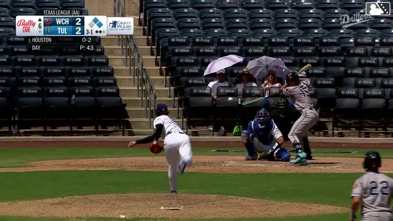 Marek Houston singles on a line drive to center fielder Chris Newell ...