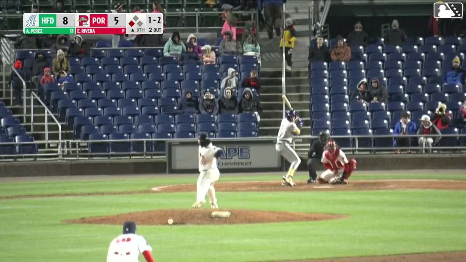 Andy Perez reaches on a throwing error by pitcher Erik Rivera. GJ Hill ...