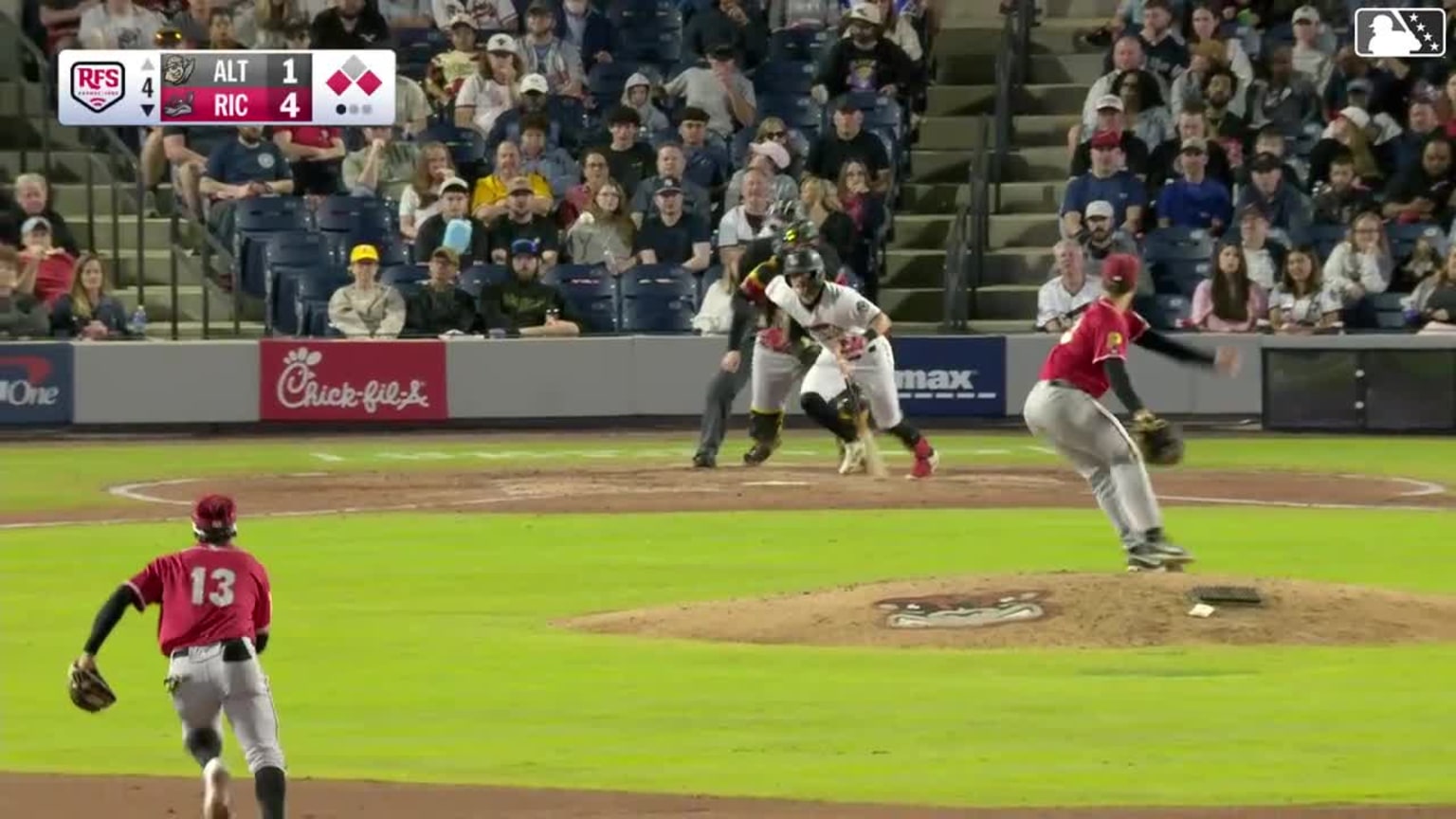 Jonah Cox out on a sacrifice bunt, pitcher Brandon Neeck to first ...