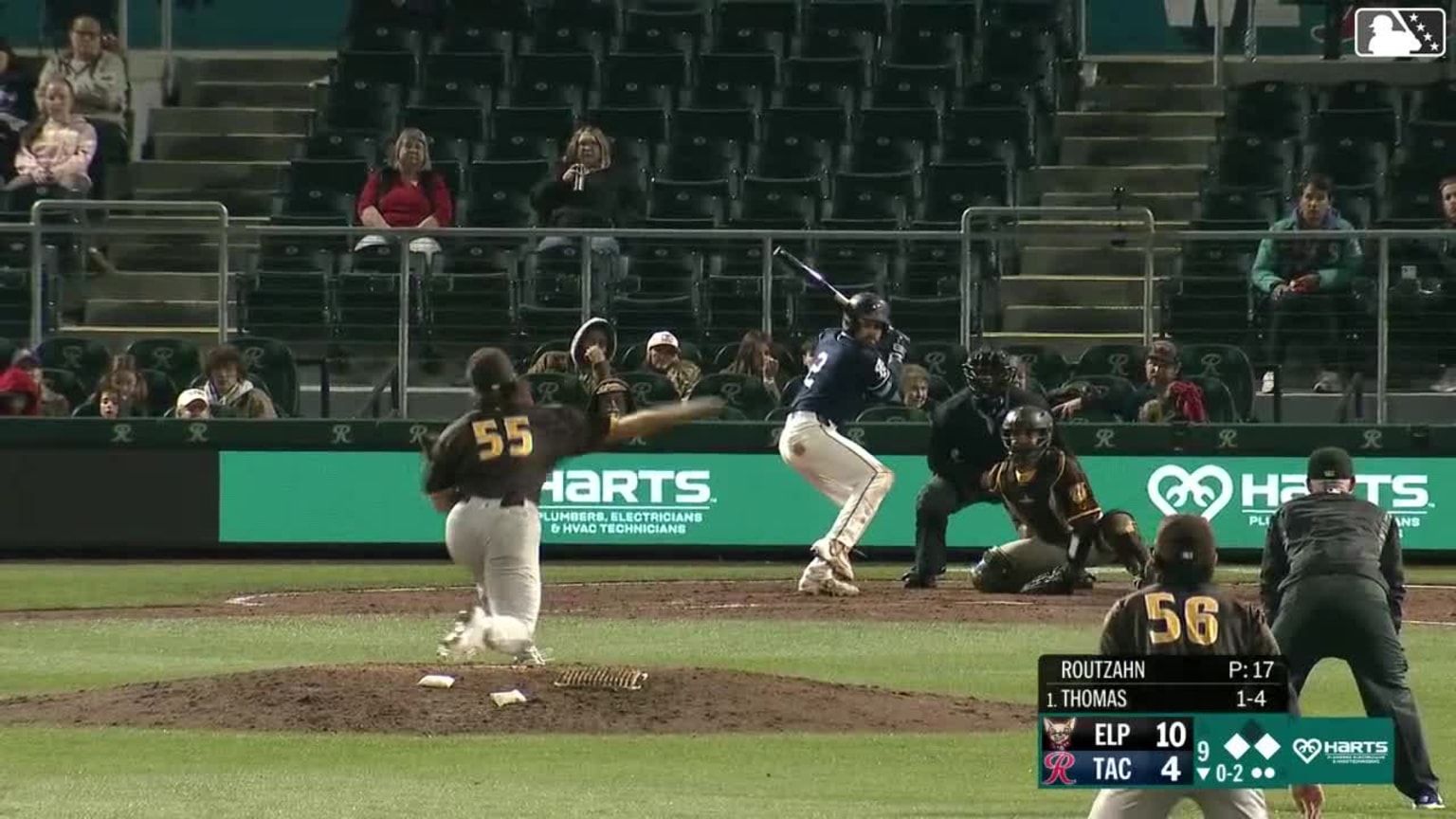 Rhylan Thomas singles on a ground ball to center fielder Jase Bowen ...