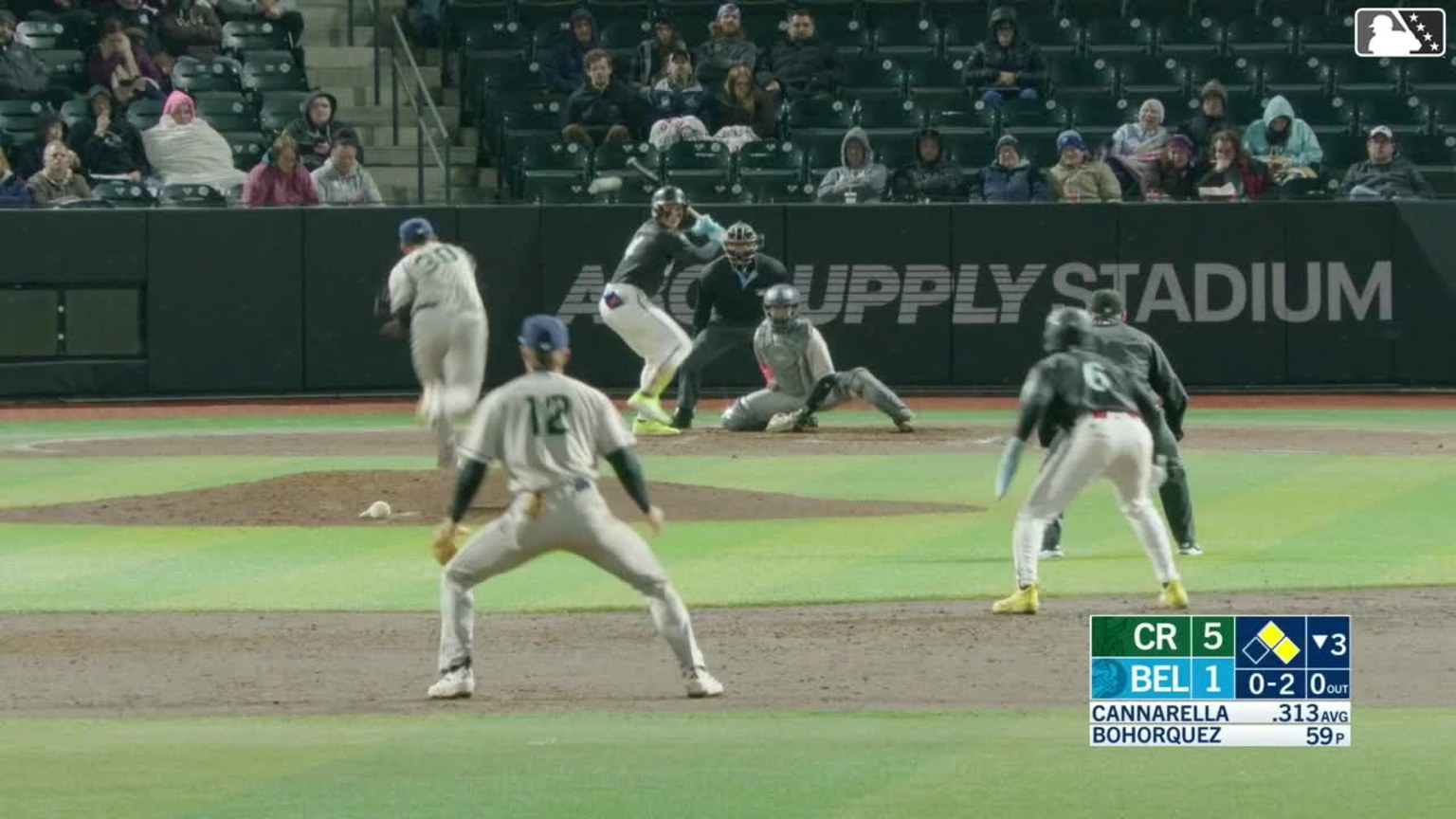 Cam Cannarella singles on a ground ball to right fielder Jacob McCombs ...