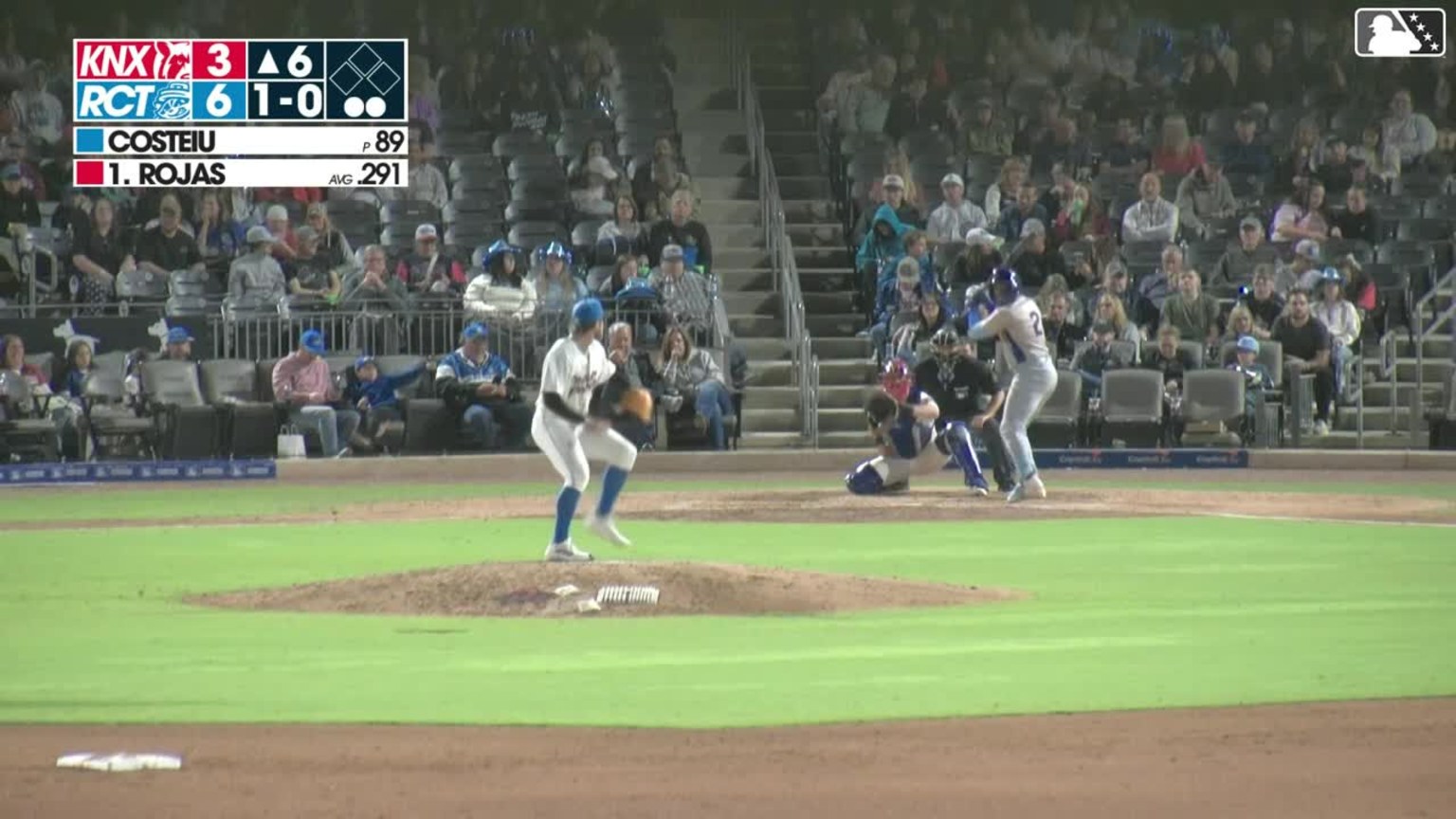 Jefferson Rojas doubles (6) on a sharp line drive to left fielder ...