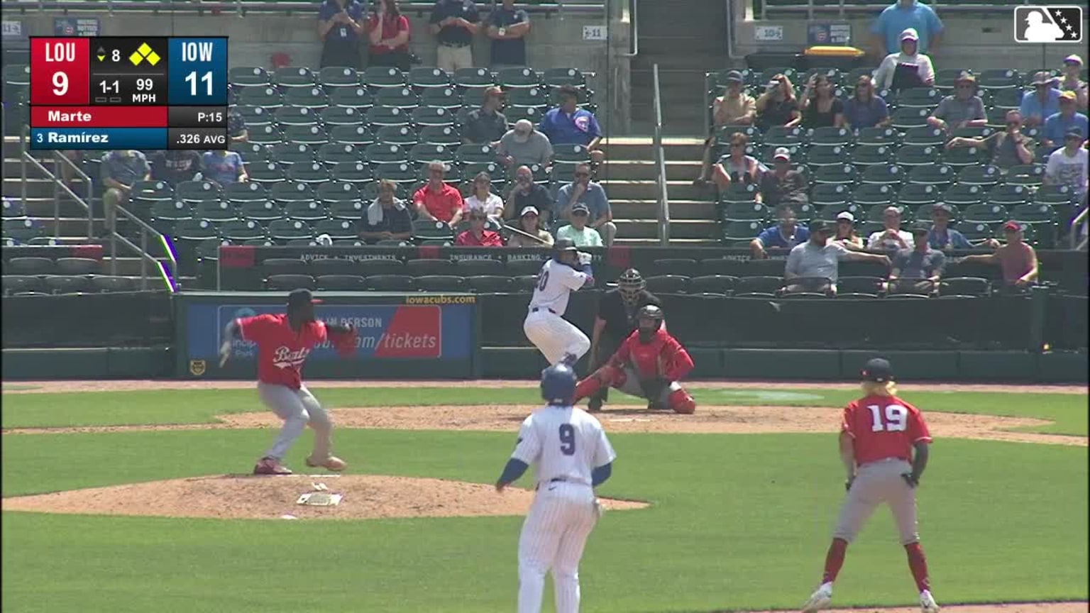 Pedro Ramírez hits a grand slam (7) to center field. Brett Bateman ...