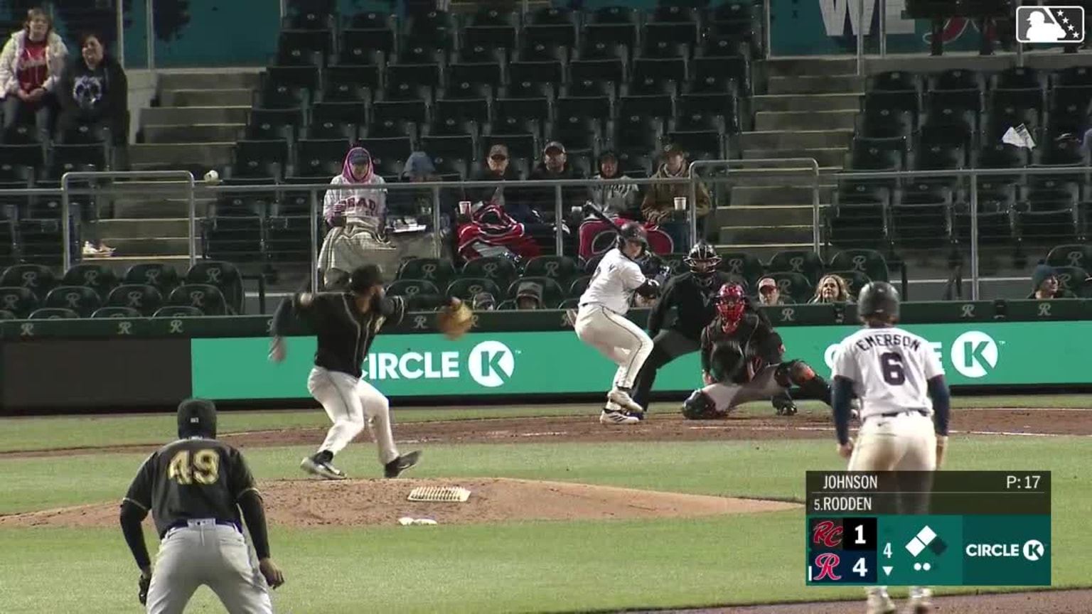 Brock Rodden singles on a ground ball to right fielder Turner Hill ...