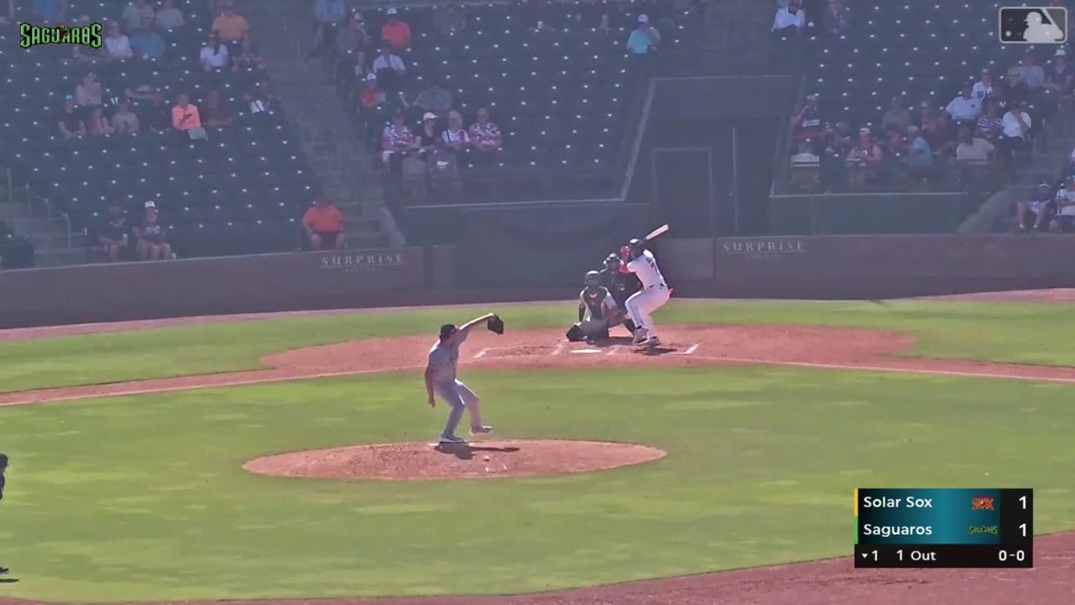 Luke Hill doubles (1) on a sharp line drive to center fielder Jake ...