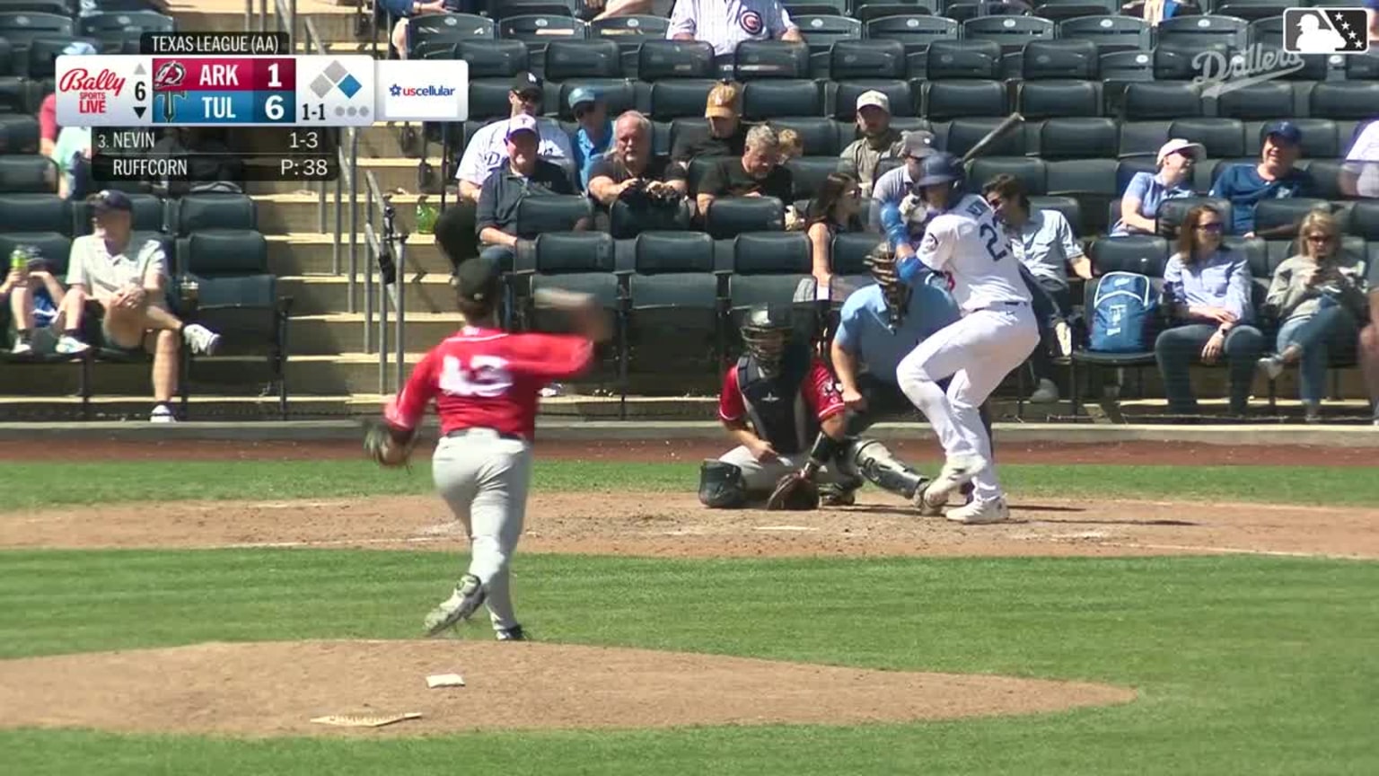 Kyle Nevin doubles (2) on a sharp line drive to left fielder Blake ...
