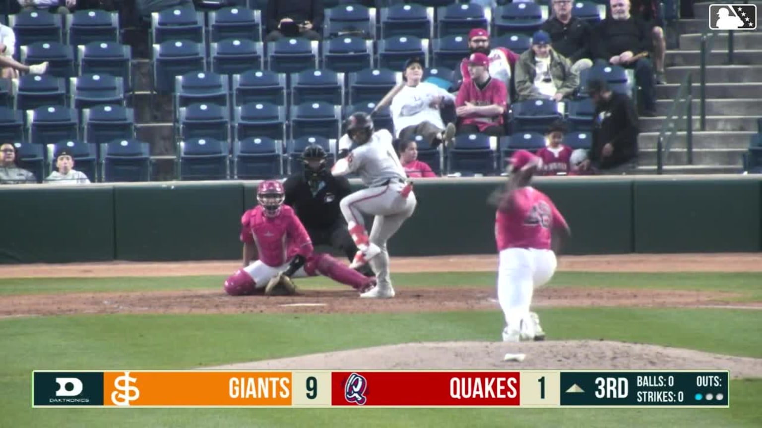 Jhonny Level doubles (7) on a sharp line drive to left fielder Kevyn ...