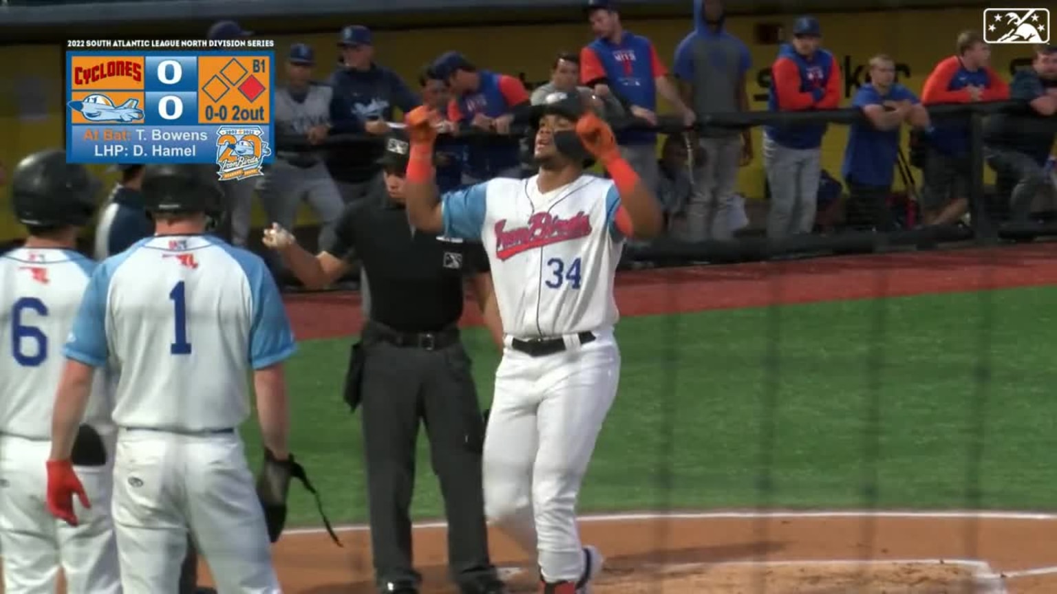 Bowens hits playoff homer 09/16/2022 IronBirds