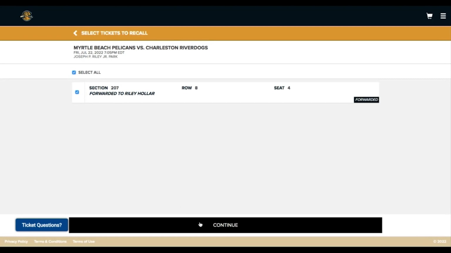 Recalling Tickets 04/05/2023 RiverDogs