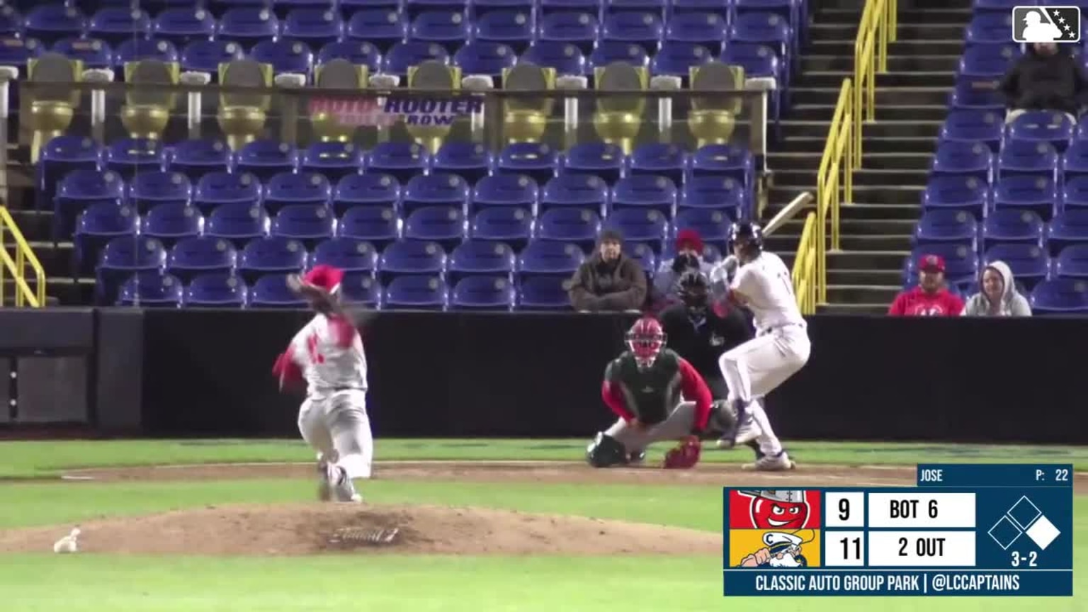Dean Curley homers (1) on a fly ball to right center field. Logun Clark ...