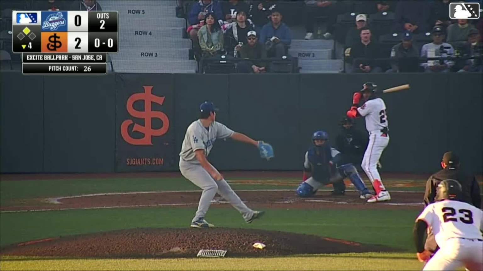 Andy Polanco singles on a ground ball to center fielder Jaron Elkins ...