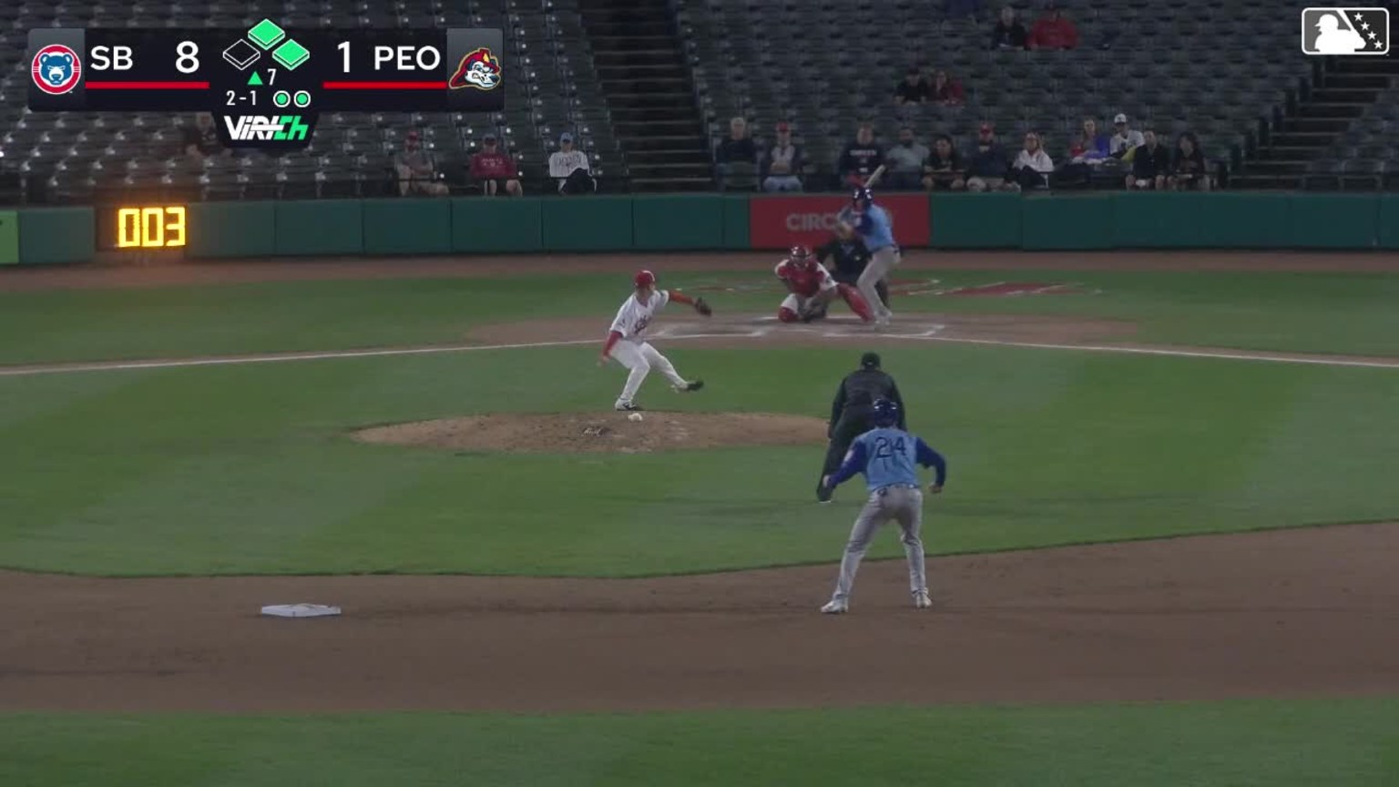 Justin Stransky homers (1) on a fly ball to left field. Matt Halbach ...