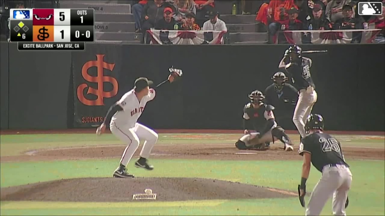 Qrey Lott doubles (2) on a line drive to left fielder Oliver Tejada ...