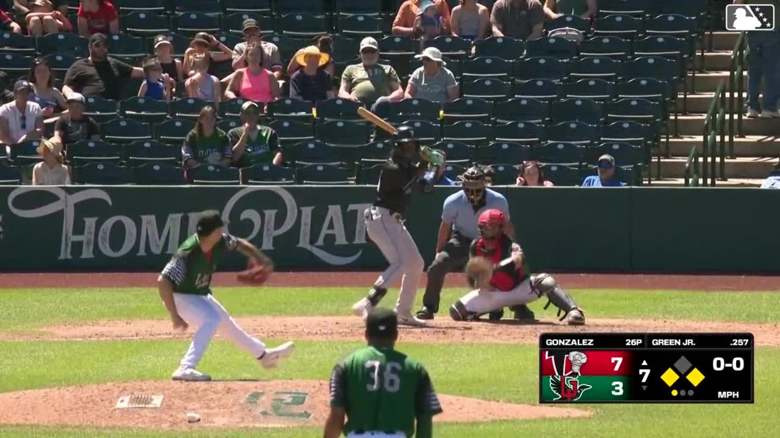 Rodney Green Jr. singles on a line drive to right fielder Kole 