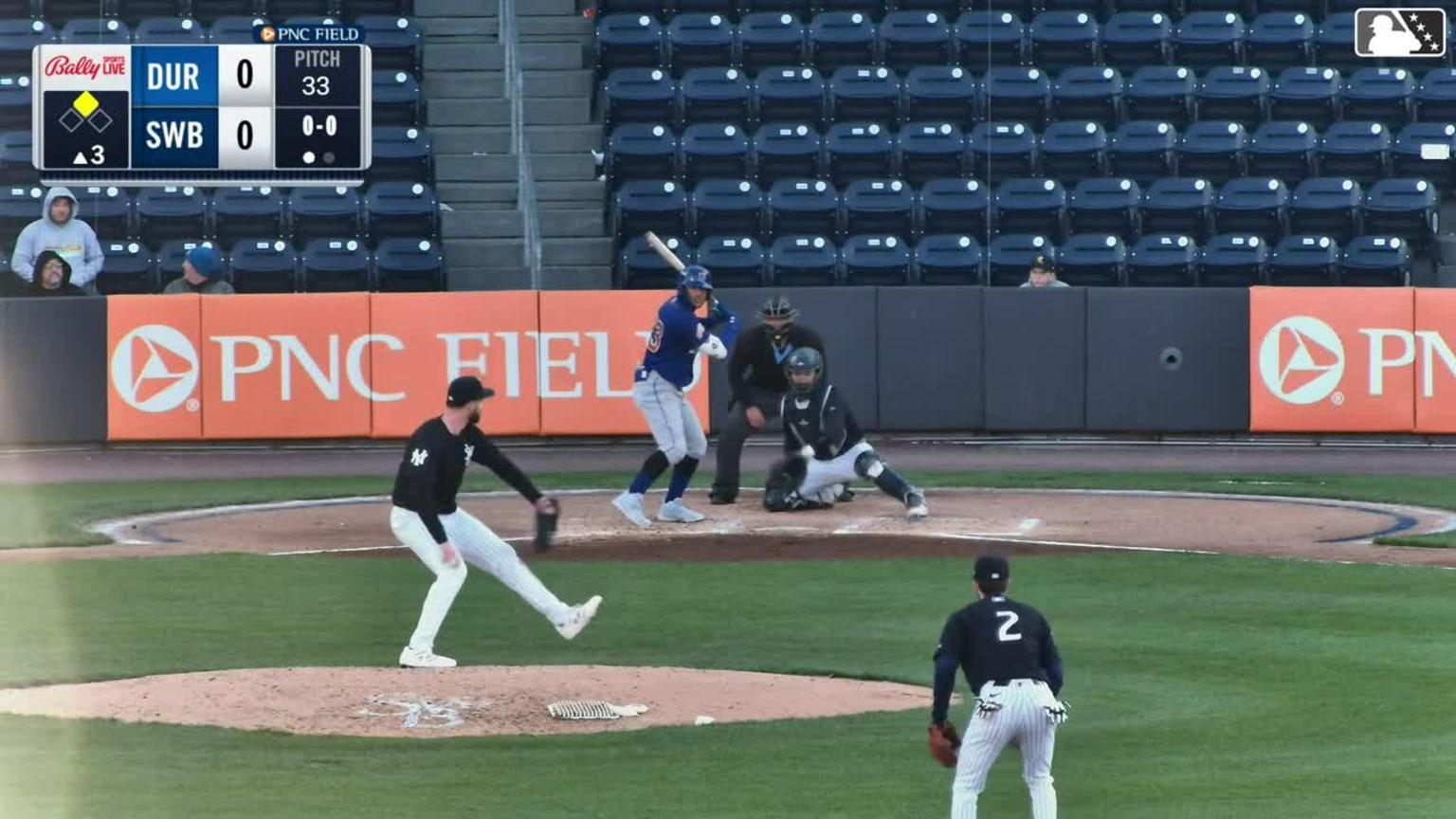 Victor Mesa Jr. doubles (7) on a sharp line drive to left fielder ...
