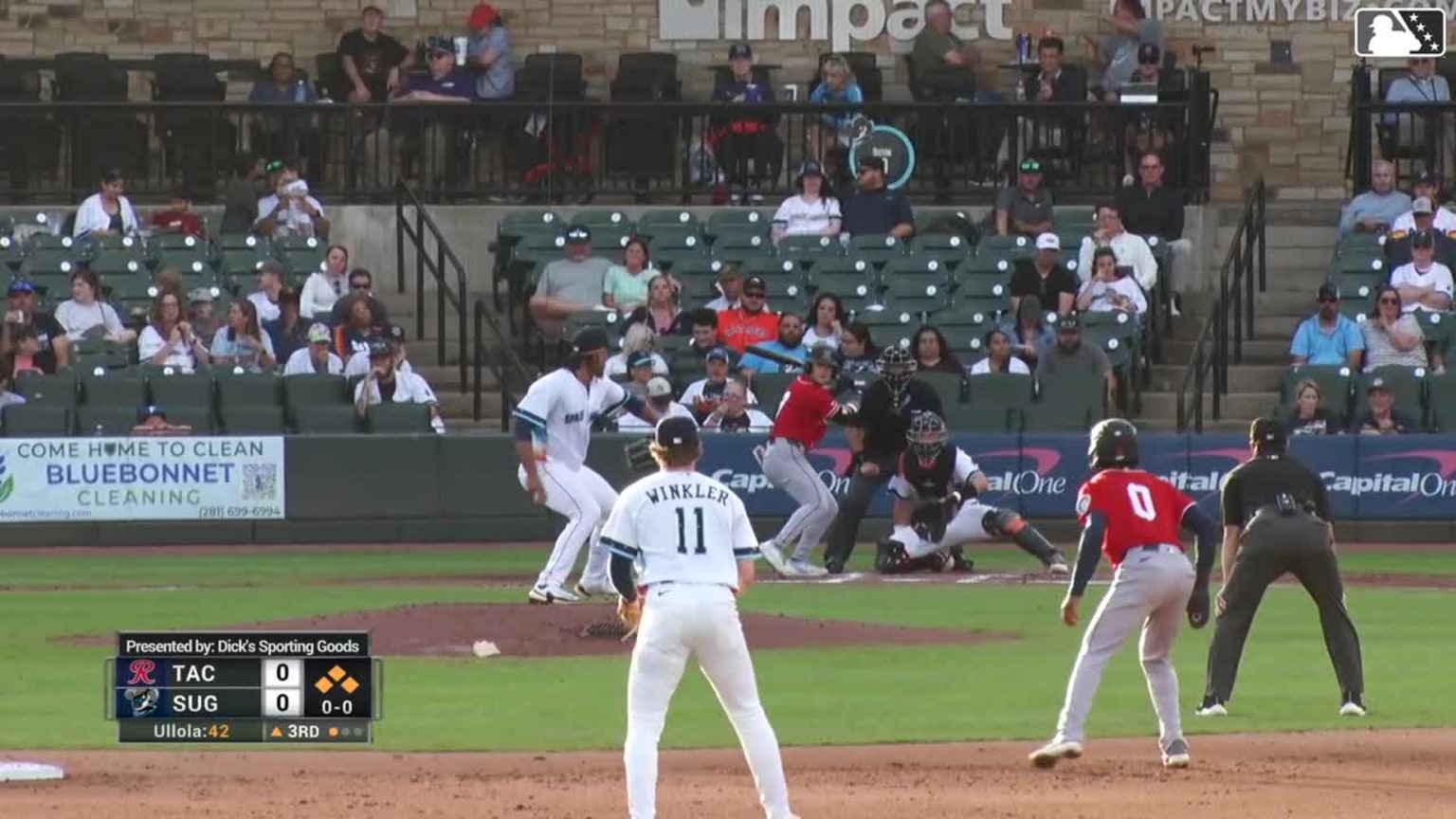 Brock Rodden out on a sacrifice fly to center fielder Parker Chavers ...