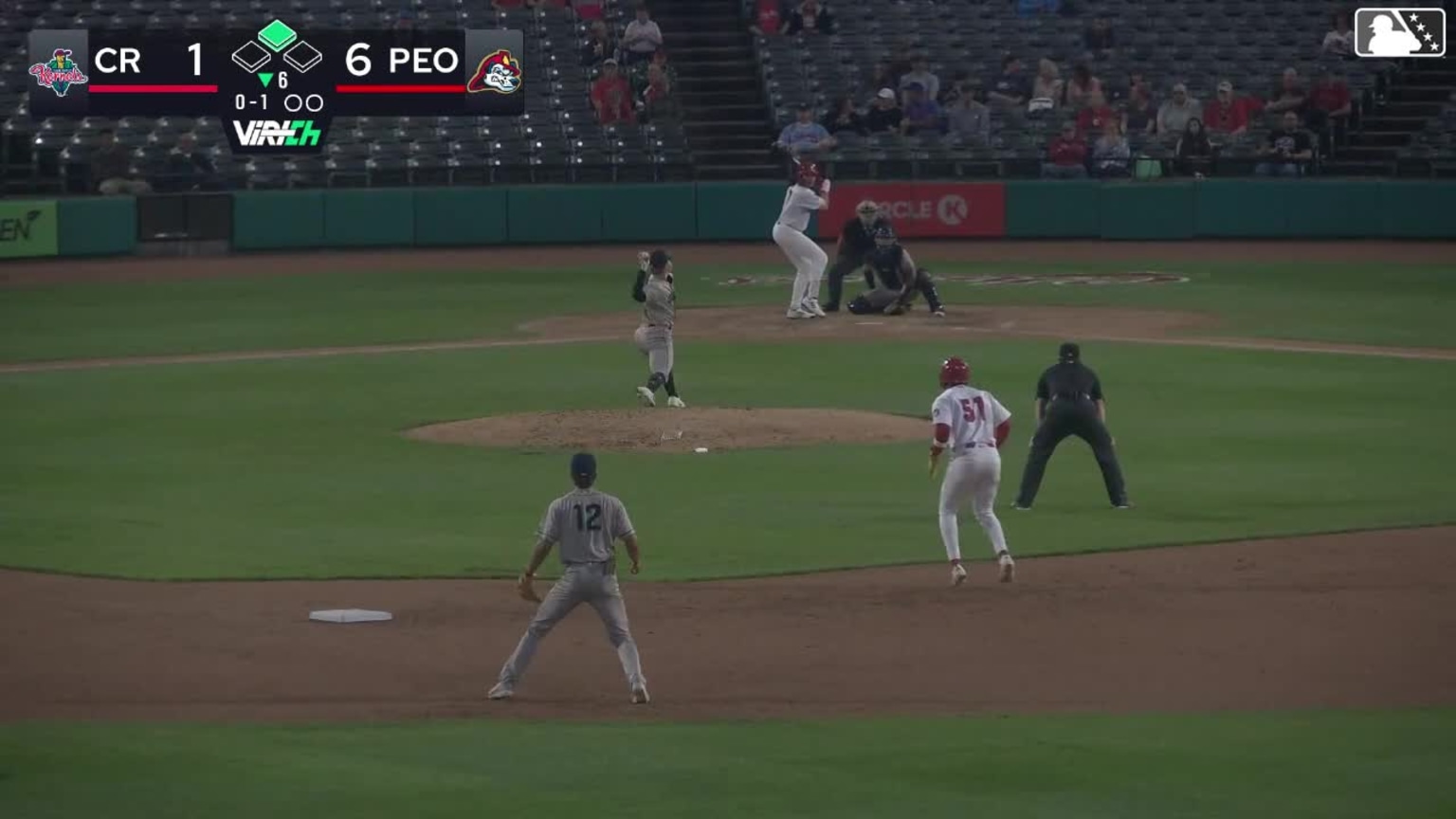 Tai Peete triples (2) on a sharp line drive to center fielder Brandon ...
