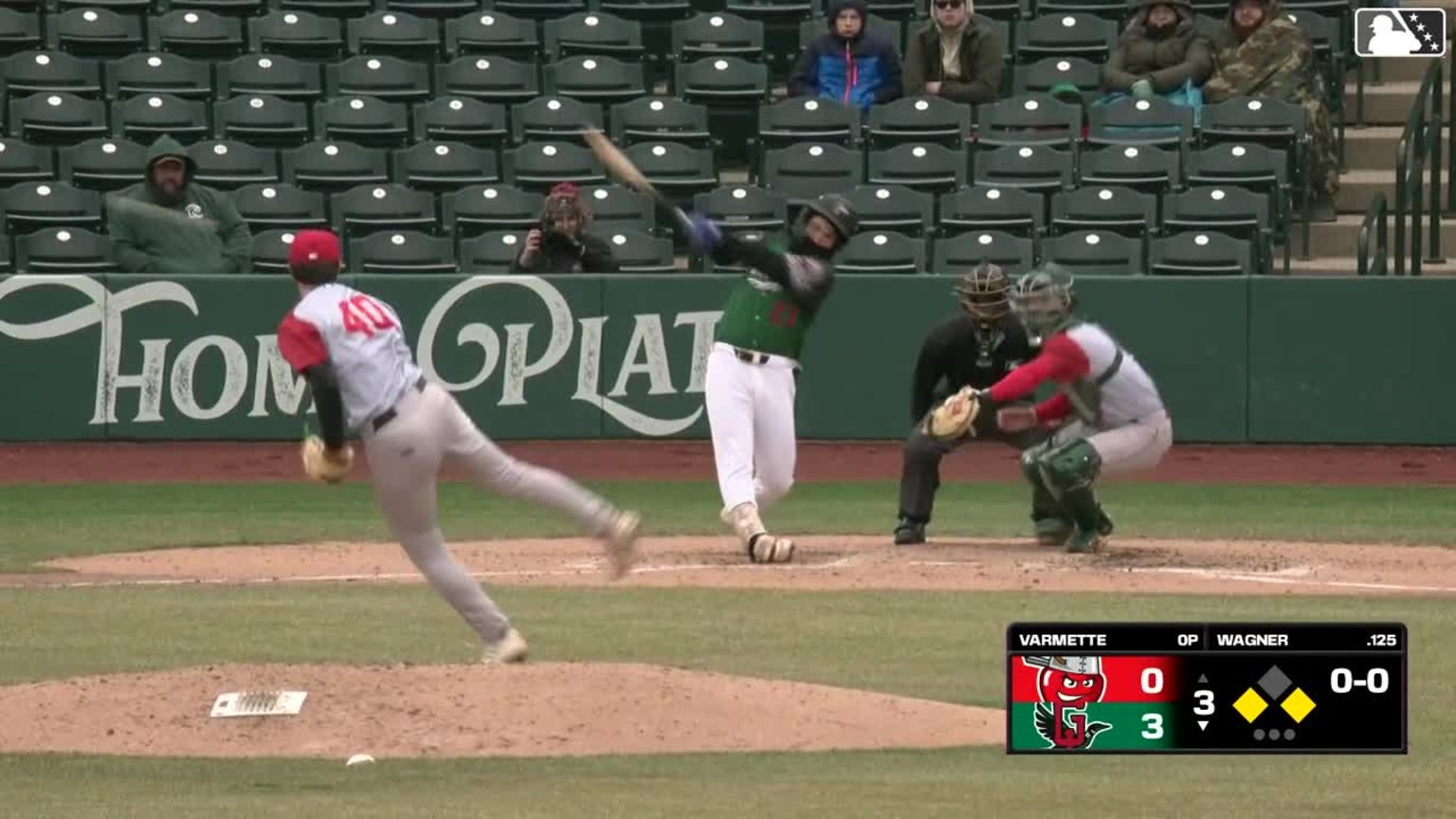 Logan Wagner doubles (2) on a sharp line drive to right fielder Kavares ...