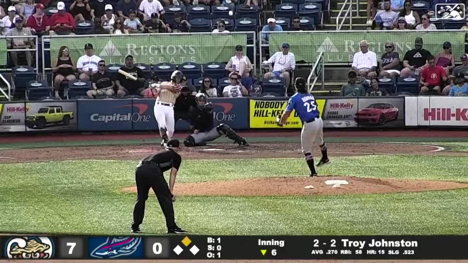 Troy Johnston's RBI double 07/04/2023 Blue Wahoos