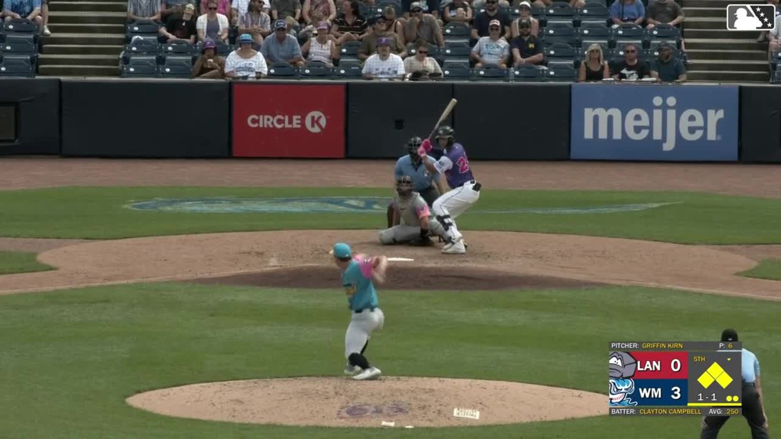 Clayton Campbell singles on a ground ball to right fielder Rodney Green ...