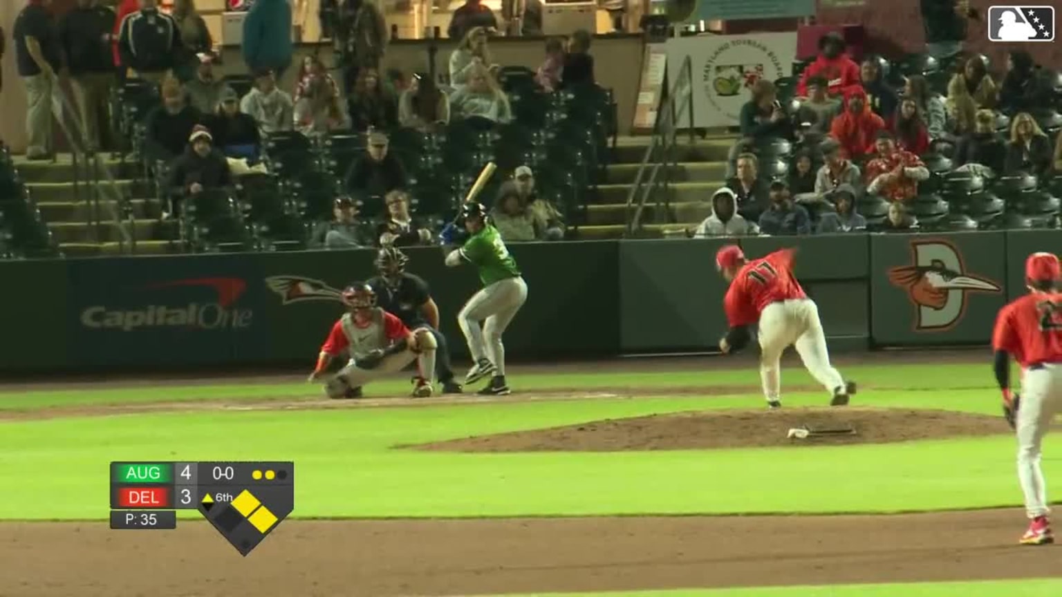 Luis Sanchez singles on a line drive to right fielder Jordan Sanchez ...