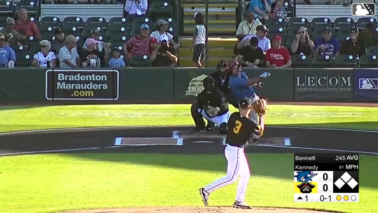 Michael Kennedy snags a quick line drive on the mound 06/07/2024