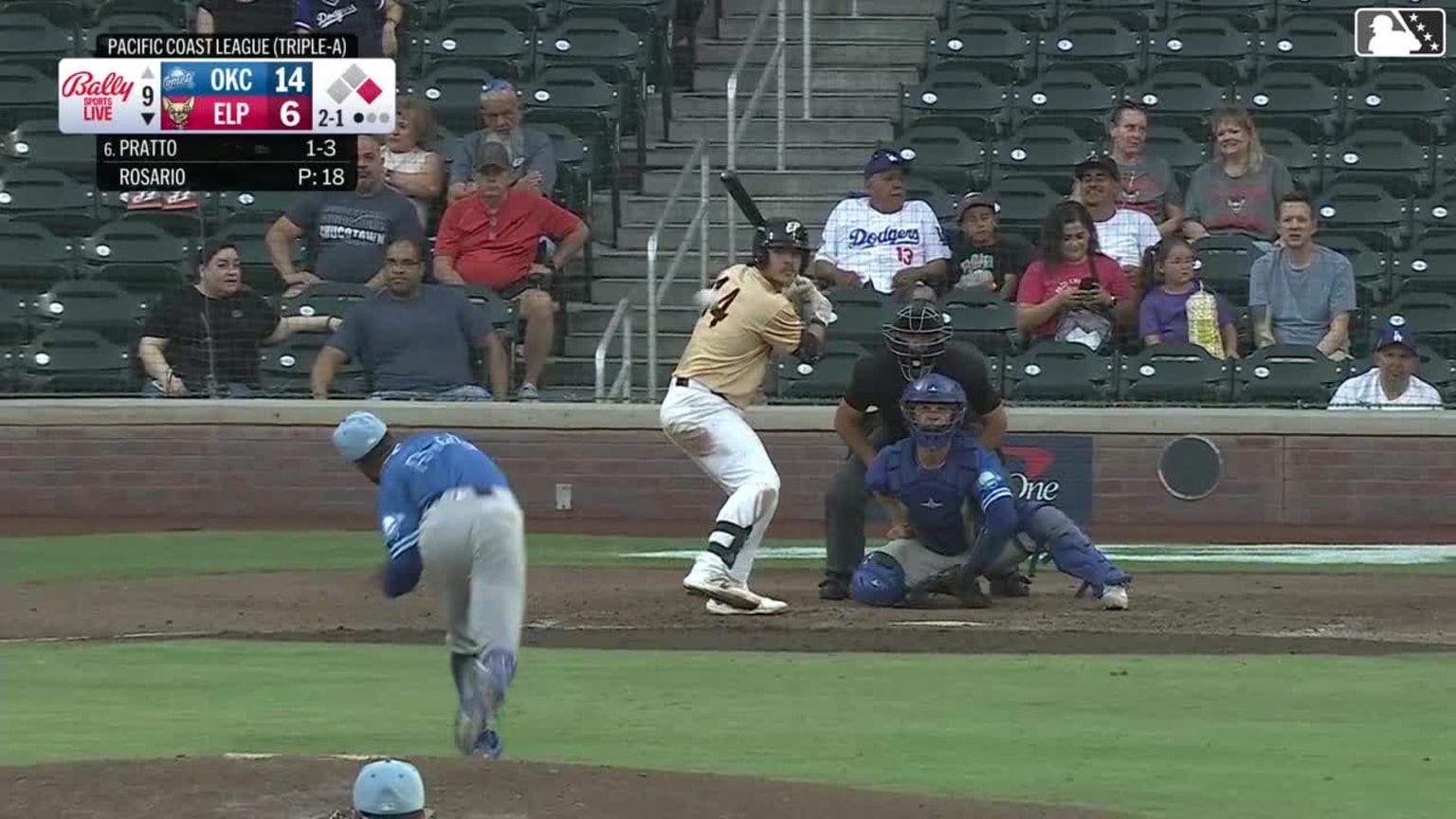 Nick Pratto triples (3) on a sharp line drive to right fielder James ...
